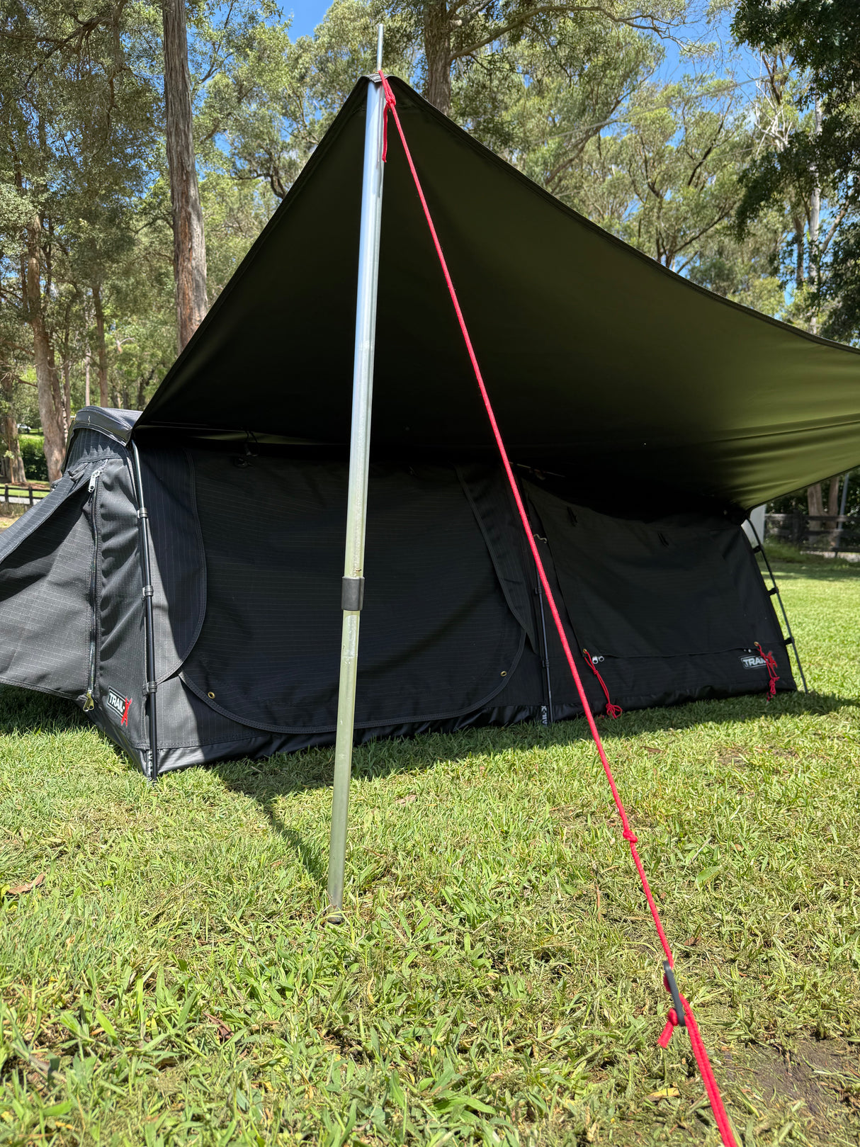 Trail-X O.G Xtreme Double Swag | 100mm Mat | Midnight Fly | 12V Light |Carry Bag