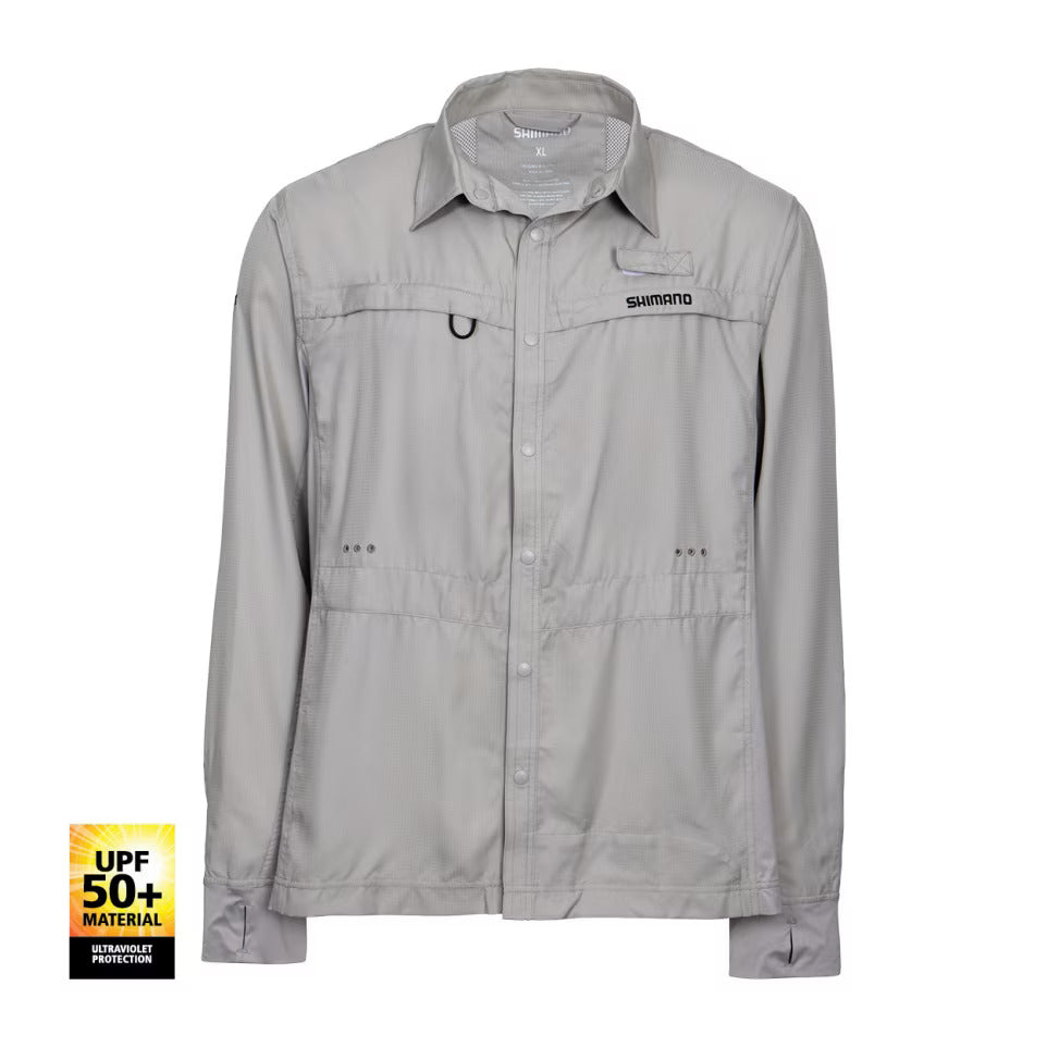 Shimano Pro Stretch Vented Fishing Shirts Paloma Grey