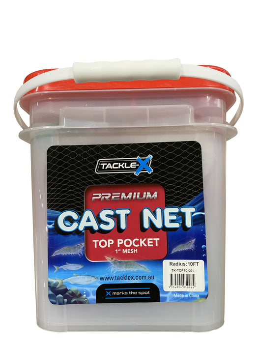 Tackle-X Premium Cast Net Top Pocket 1in 10ft