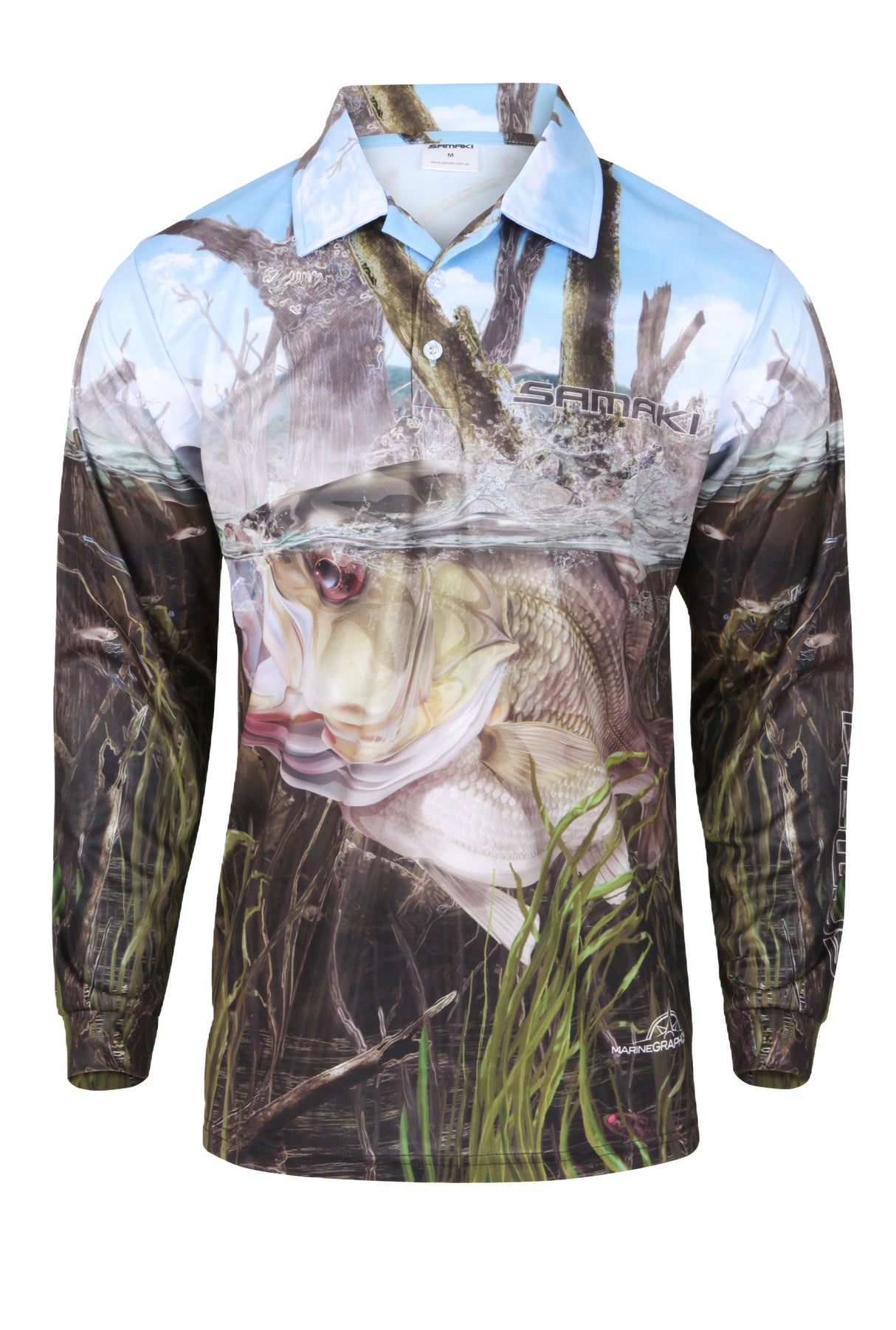 Samaki Aussie Bass Adult Fishing Shirt Clearance