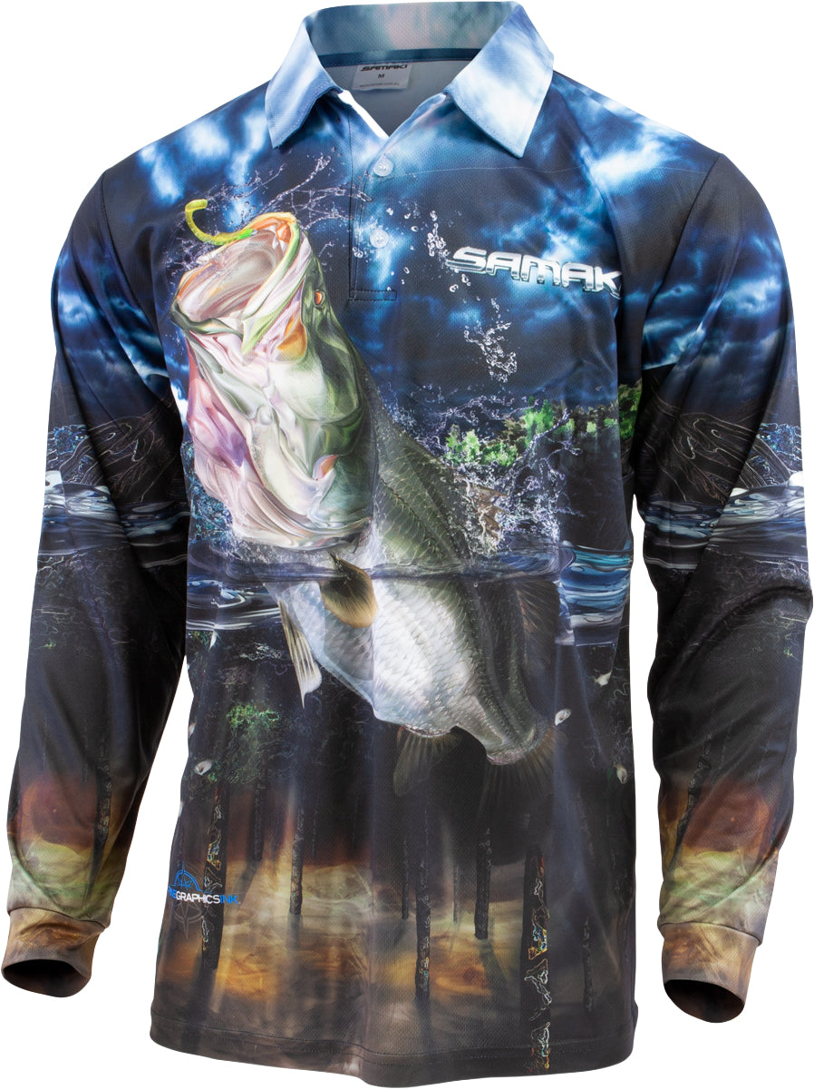 Samaki Big Barra Adult Fishing Shirts