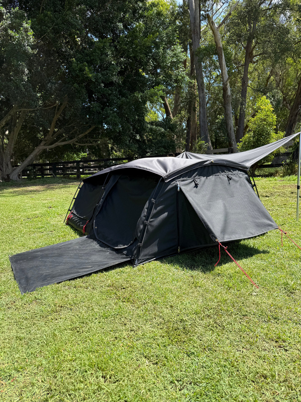 Trail-X O.G Xtreme Double Swag | 100mm Mat | Midnight Fly | 12V Light |Carry Bag