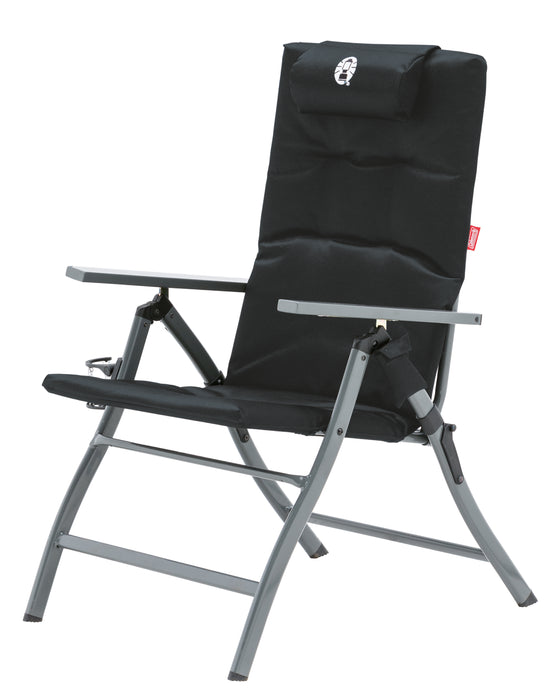 Coleman Flat Fold 5 Position Padded Chair with Glassp Black