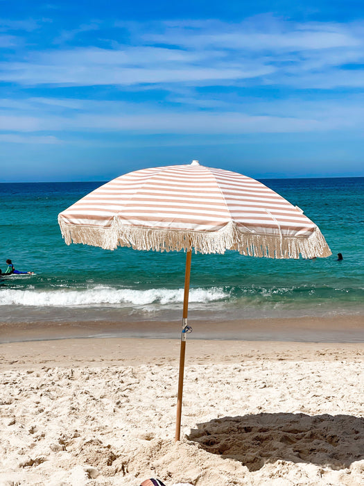 Alohra Deluxe Beach Umbrella Stripe City Beige