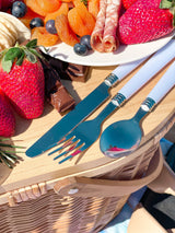 Alohra Hand Made Oval Picnic Basket With Bonus 15pce Utensil Kit