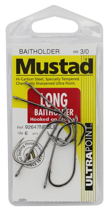 Mustad Long Shank Baitholder 92647NOBLN Pre Pack Hooks