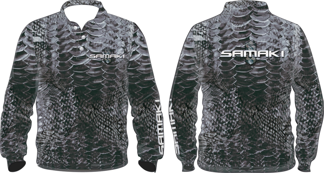 Samaki Scale Grey Adult Fishing Shirts